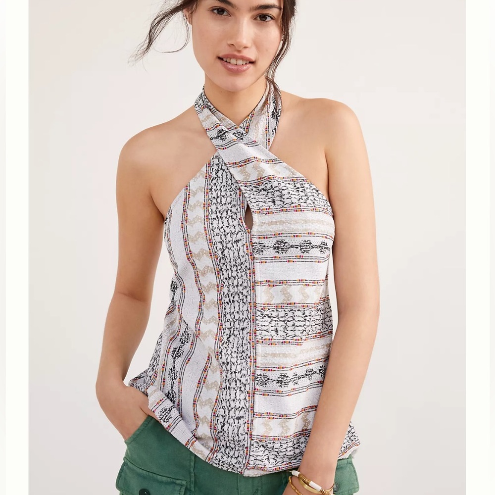 Anthropologie Leanne Jacquard Halter Tank size small